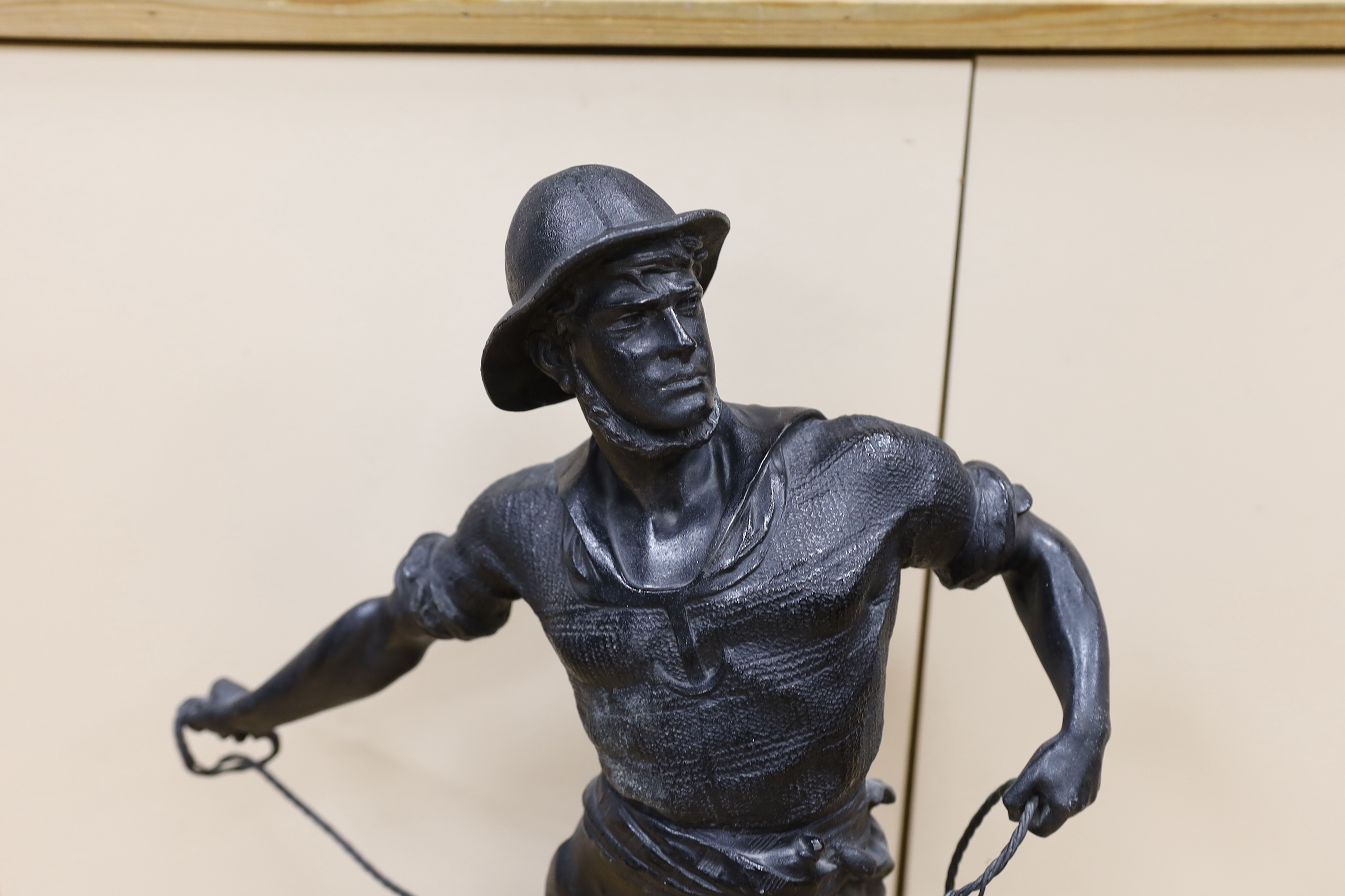 After Waagen, a bronzed spelter figure 'Secours', 71cm
